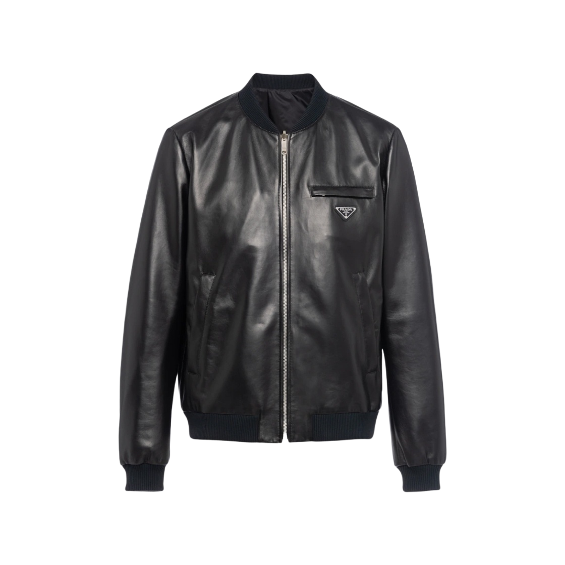 UPW280-038-F0002 Prada Reversible Nappa Leather Nylon Bomber Jacket Black - 대표 이미지 #1