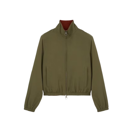 (W) Loro Piana Microfiber Strorm System Windmate Bomber Dark Lichen Green