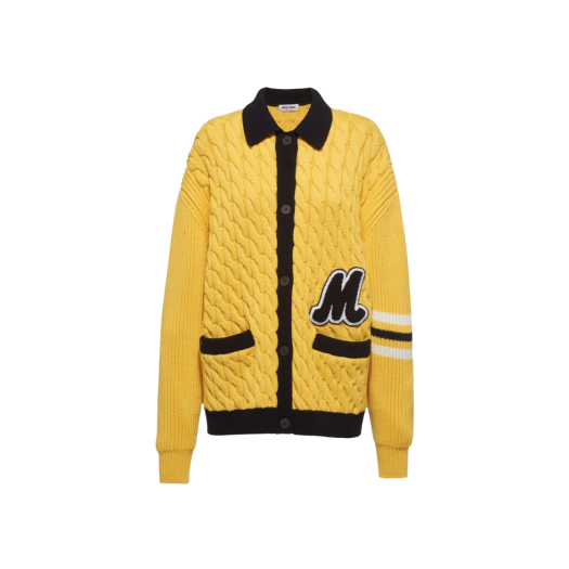 (W) Miu Miu Wool Cardigan Maize Yellow