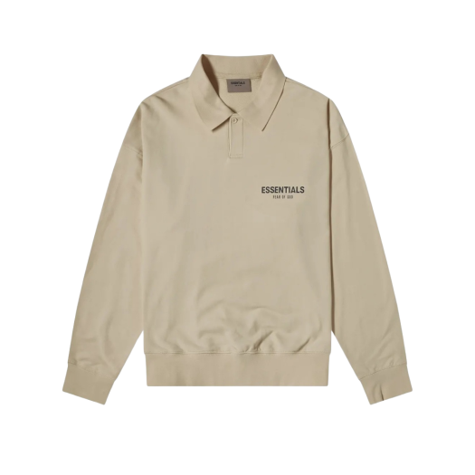 Essentials Long Sleeve Boxy Polo Olive - 20FW