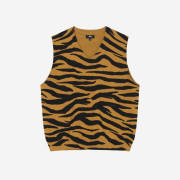 Stussy Tiger Printed Sweater Vest Mustard