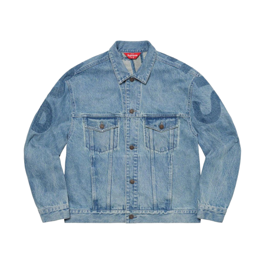 슈프림 프레이드 로고 데님 트러커 자켓 블루 - 21SS | Supreme | KREAM
