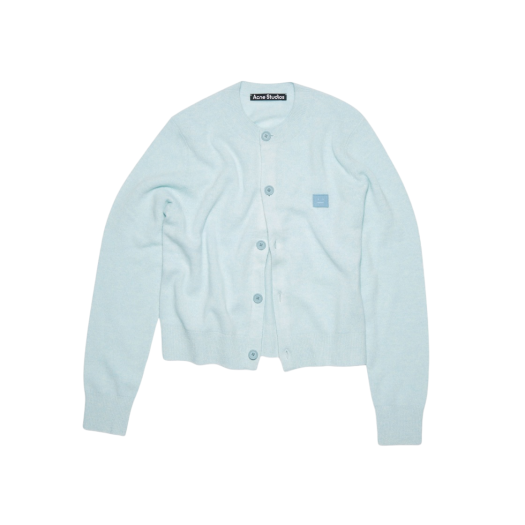 (W) Acne Studios Keva Face Crewneck Cardigan Blue Melange