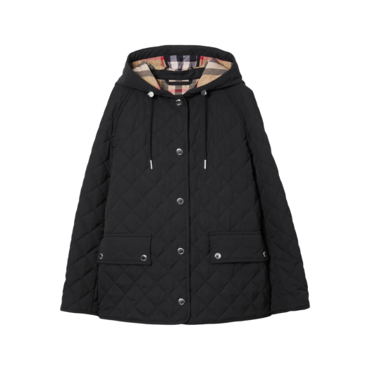 (W) Burberry Diamond Quilted Thermoregulated Hooded Jacket Black
