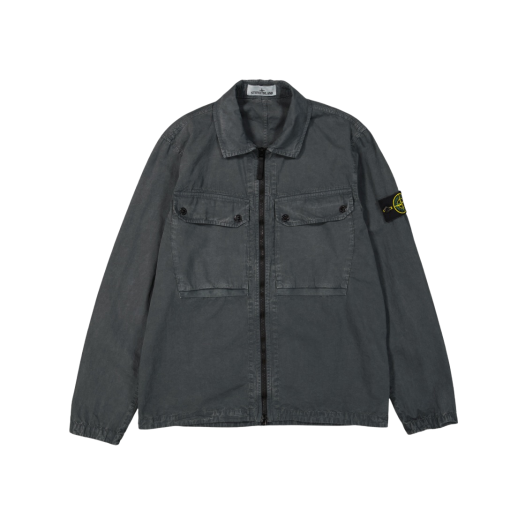 Stone Island 102WN Brushed Organic Cotton Overshirt Lead Grey - 23FW