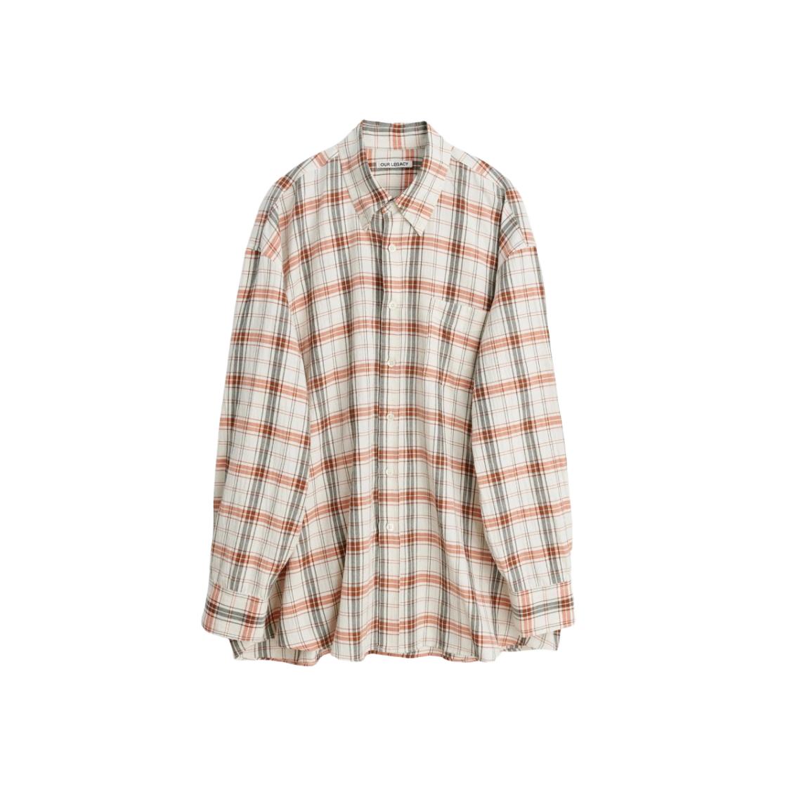 M2222BWO Our Legacy Borrowed BD Shirt Off White Orange Memory Check - 대표 이미지 #1