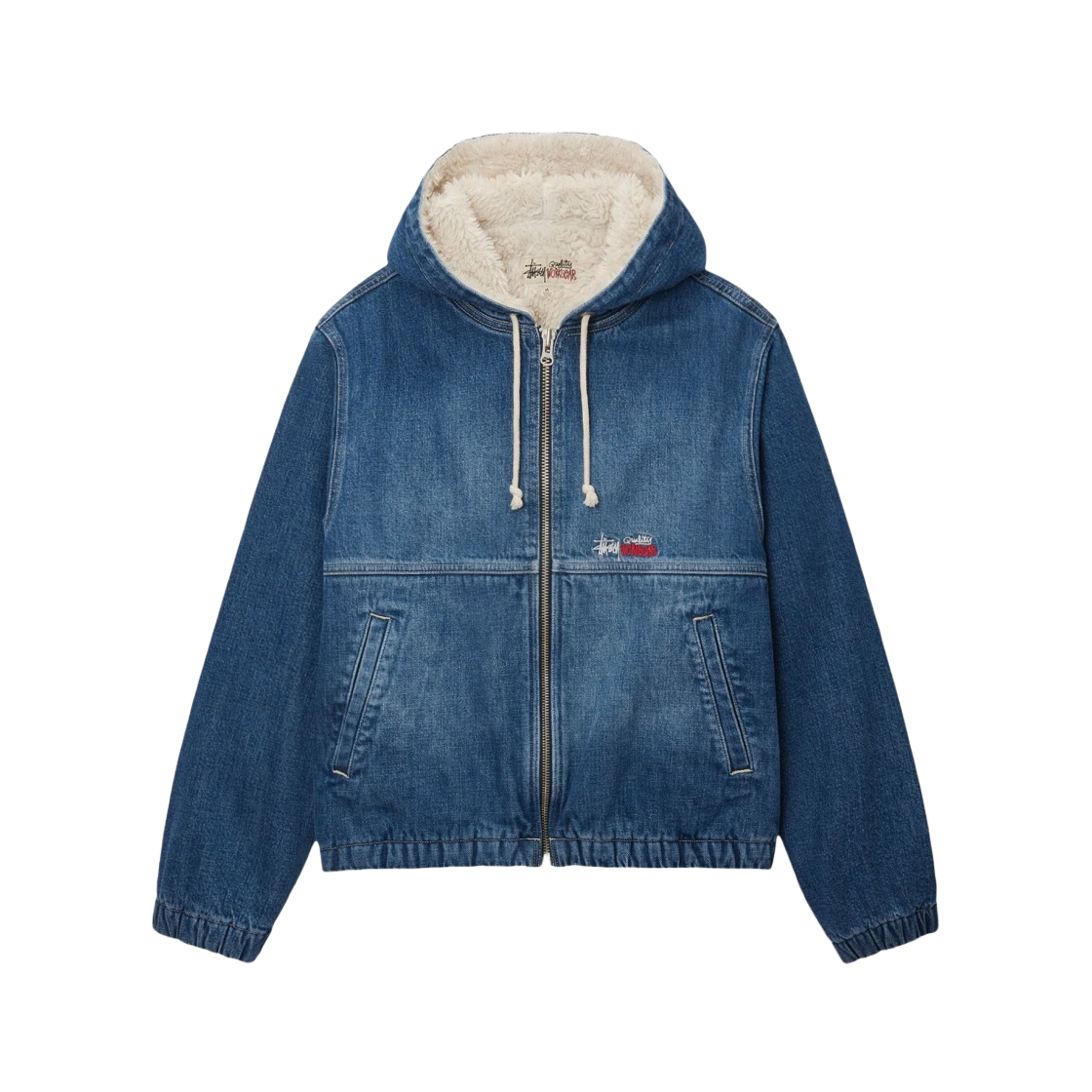 스투시 데님 쉐르파 워크 자켓 워시드 블루 | Stussy | KREAM