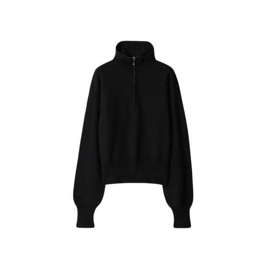 Burberry Wool Half-Zip Hoodie Black