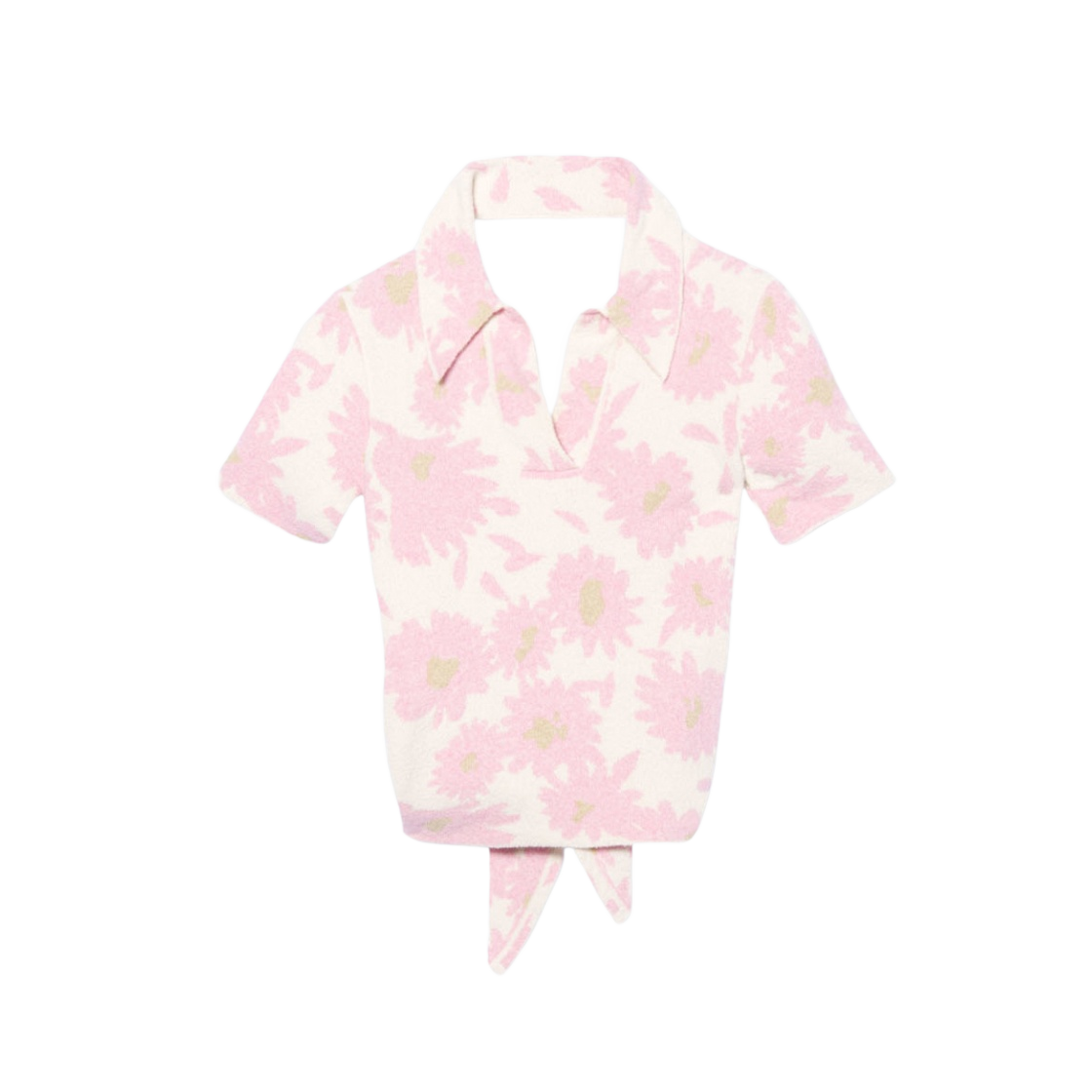 221KN024-2005-4AO (W) Jacquemus Le Polo Shirt Bagnu Jacquard Pink Flower - 대표 이미지 #1