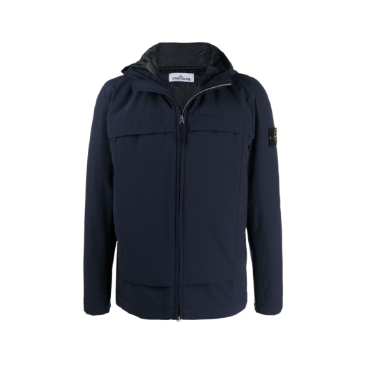 Stone Island 41427 Soft Shell Hooded Jacket Navy Blue - 21FW