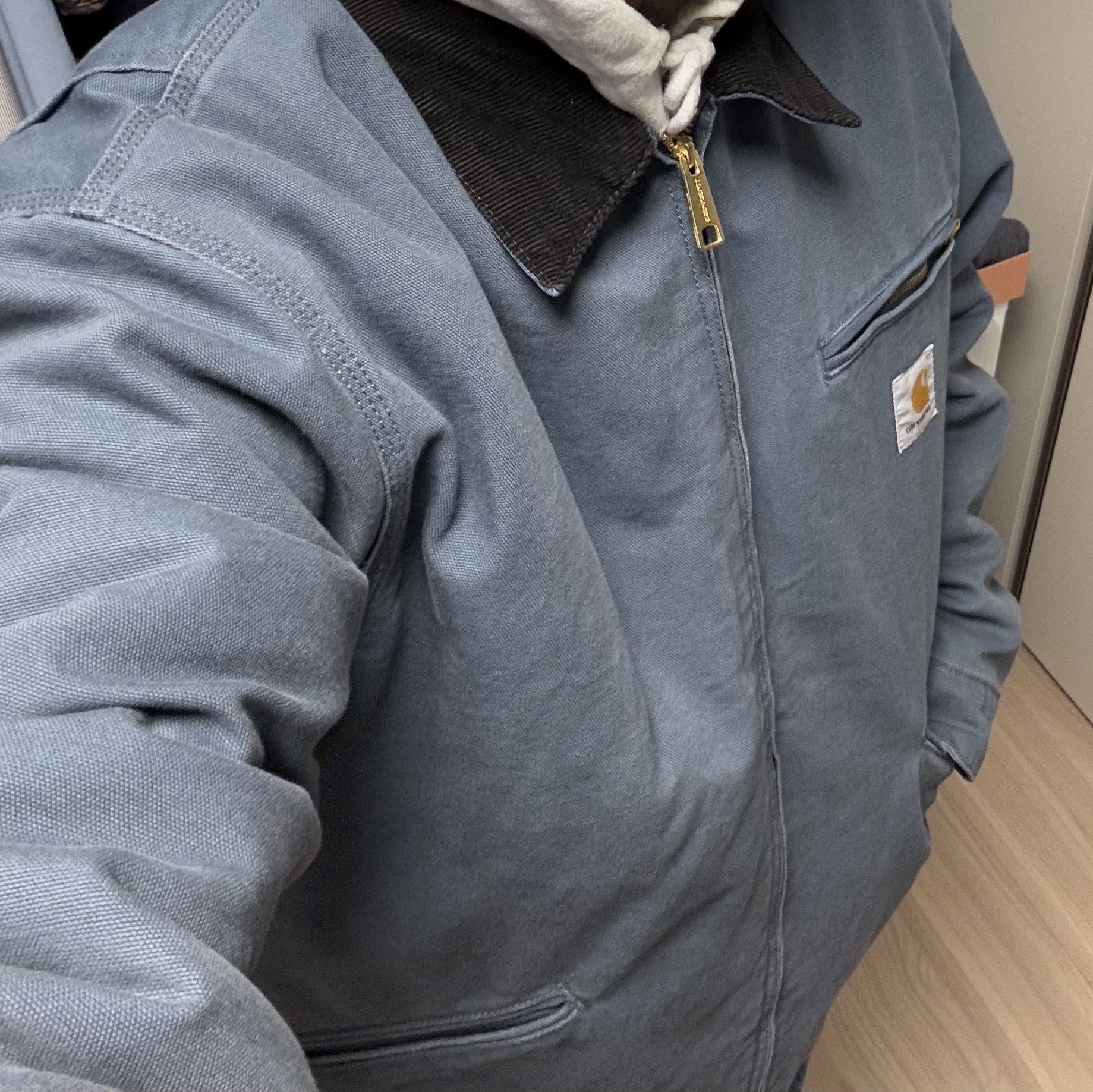 Carhartt WIP Organic Cotton Dearborn Canvas OG Detroit Jacket Ore Aged Canvas - Winter 착용 스타일 - 1