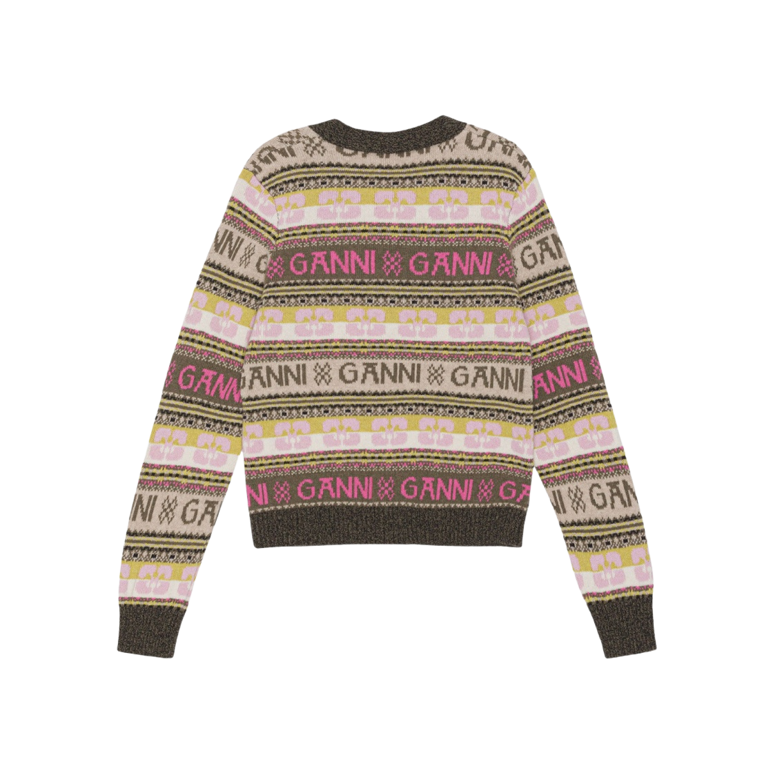 K2035-861 (W) Ganni Logo Wool Mix Cardigan Kalamata - #2