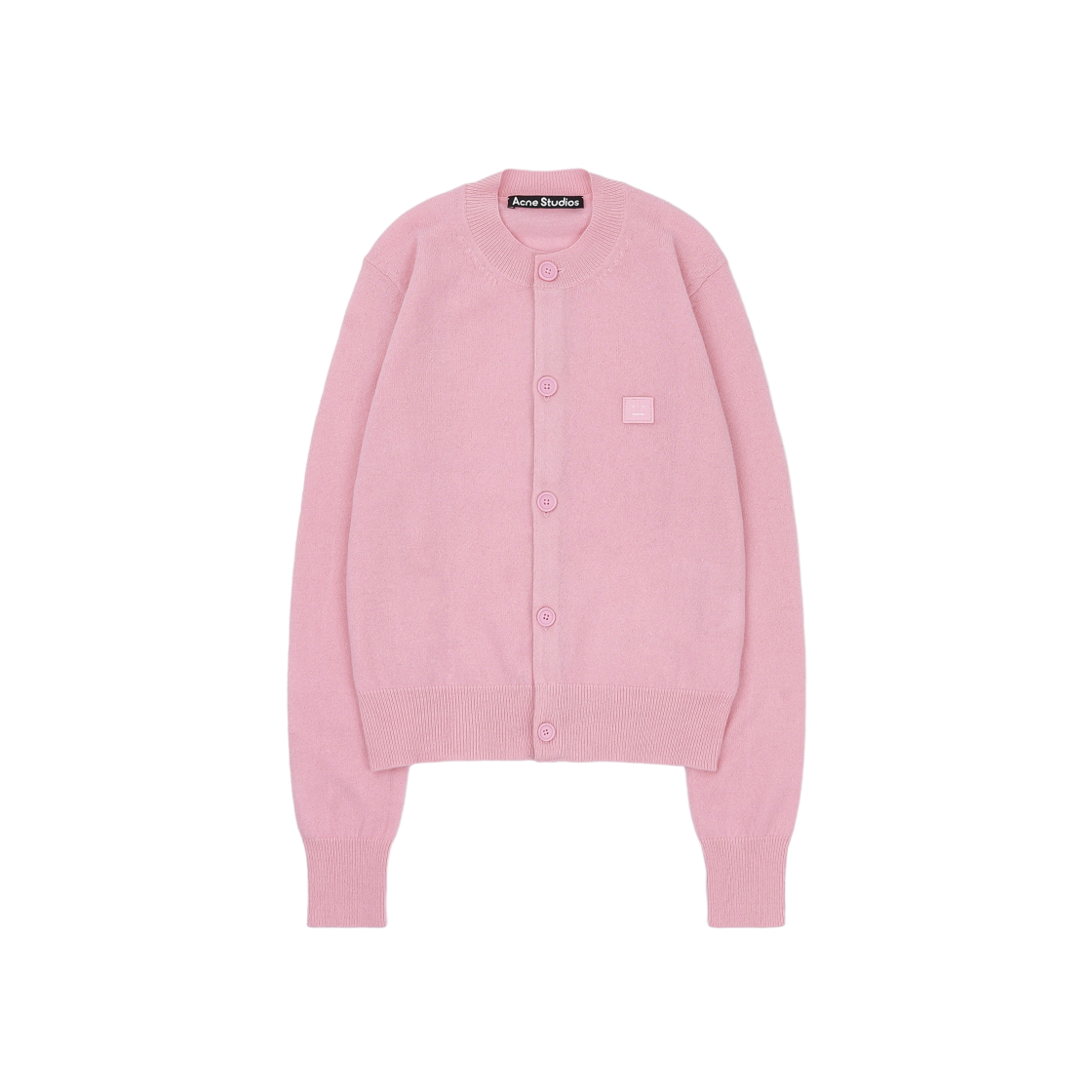A60280-AD1 (W) Acne Studios Keva Face Crewneck Cardigan Blush Pink - 대표 이미지 #1
