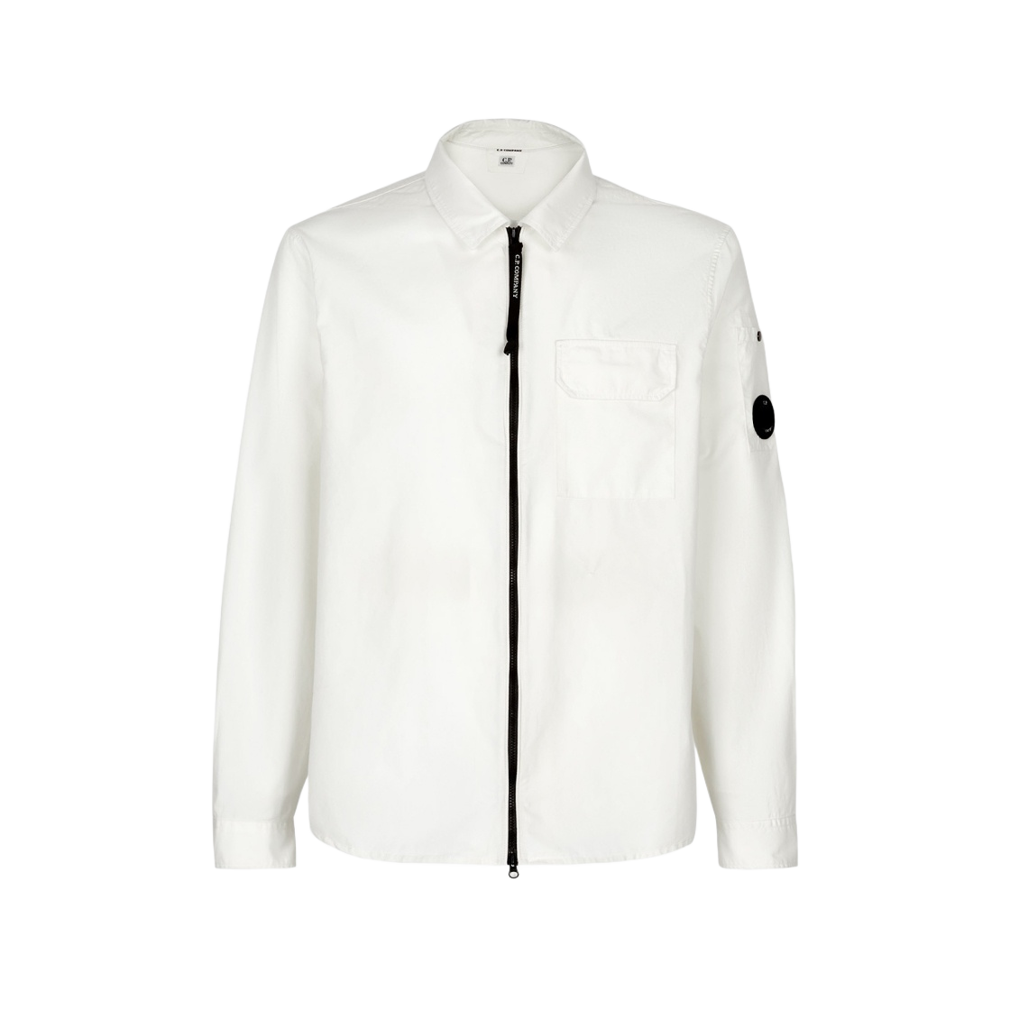 12CMSH087A002824G103 C.P. Company Emerized Gabardine Zipped Overshirt Gauze White - 22SS - 대표 이미지 #1