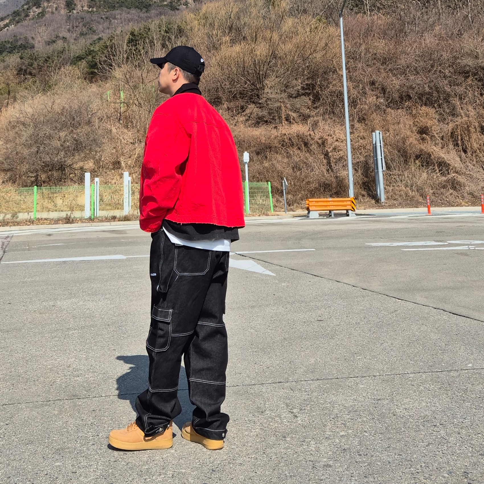 Nike Air Force 1 '07 WB Flax, RDVZ Stitch Point Denim Pants 착용 스타일 - 4