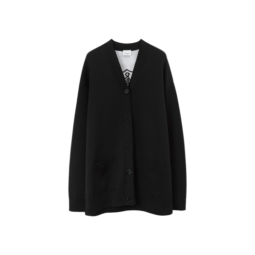 Burberry Chequered Crest Oversized Cardigan Black