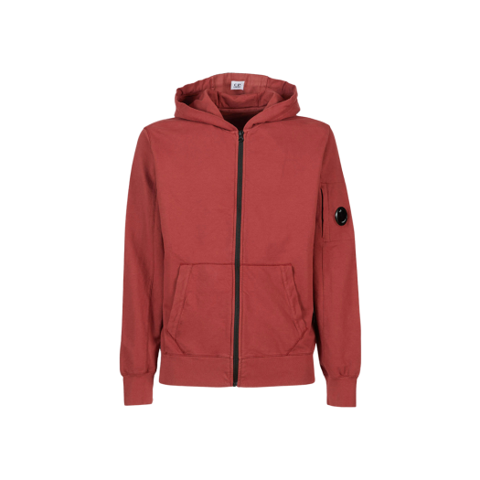 C.P. Company Light Fleece Zipped Hoodie Ketchup Red - 23FW