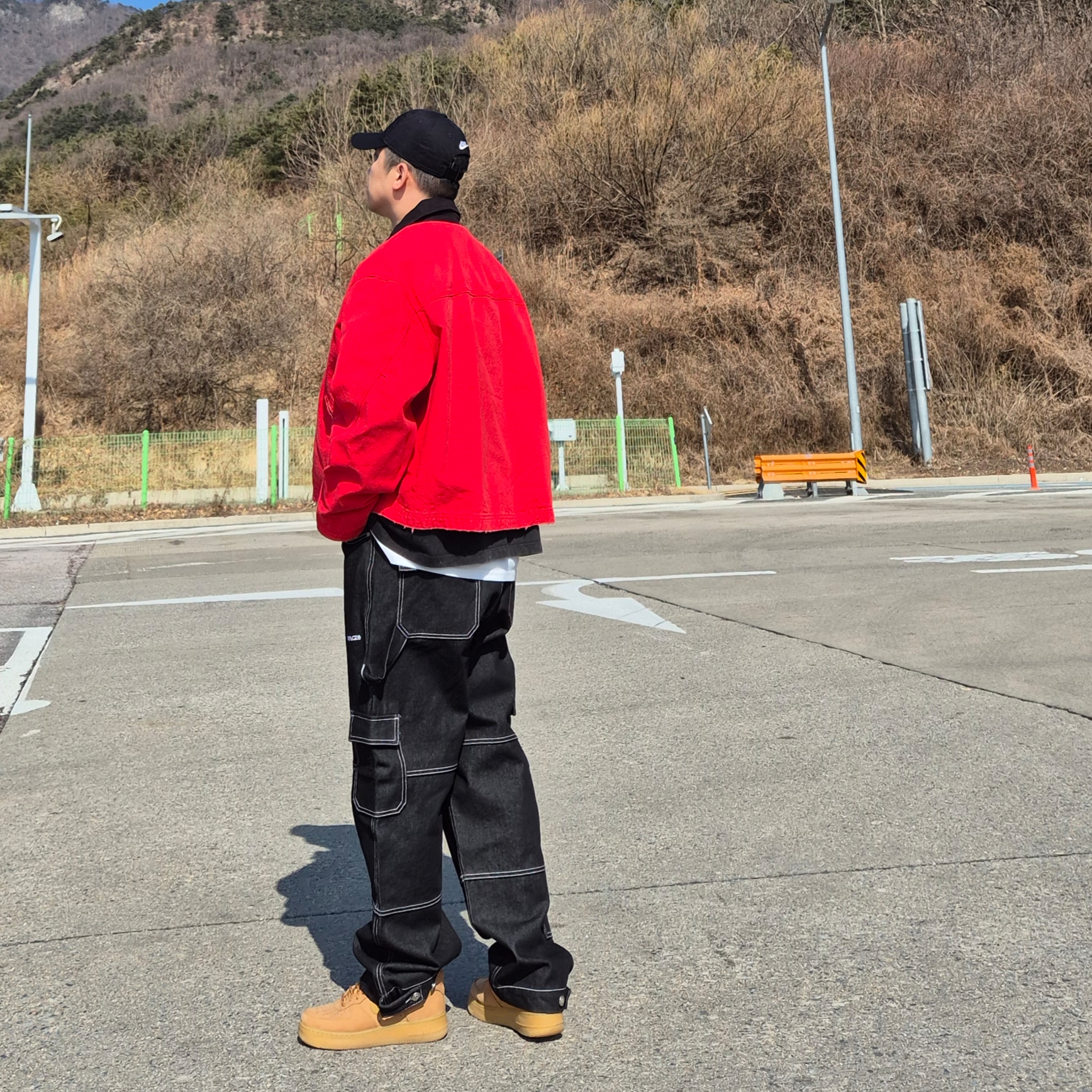 Nike Air Force 1 '07 WB Flax, RDVZ Stitch Point Denim Pants 착용 스타일 - 5