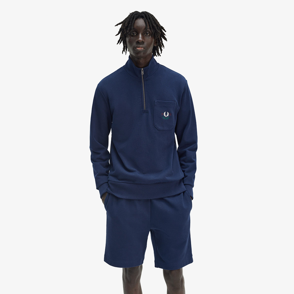 프레드페리 클럽하우스 엠브로이더드 챔피언 하프집 스웻셔츠 테니스블루(Fred Perry Clubhouse Embroidered Champion Half Zip Sweatshirt Tennis Blue) - 5
