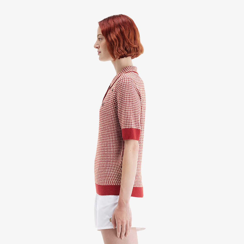 프레드페리x에이미 와인하우스 깅엄 니트 셔츠 번트레드(Fred PerryxAmy Winehouse Gingham Knitted Shirt Burnt Red) - 3