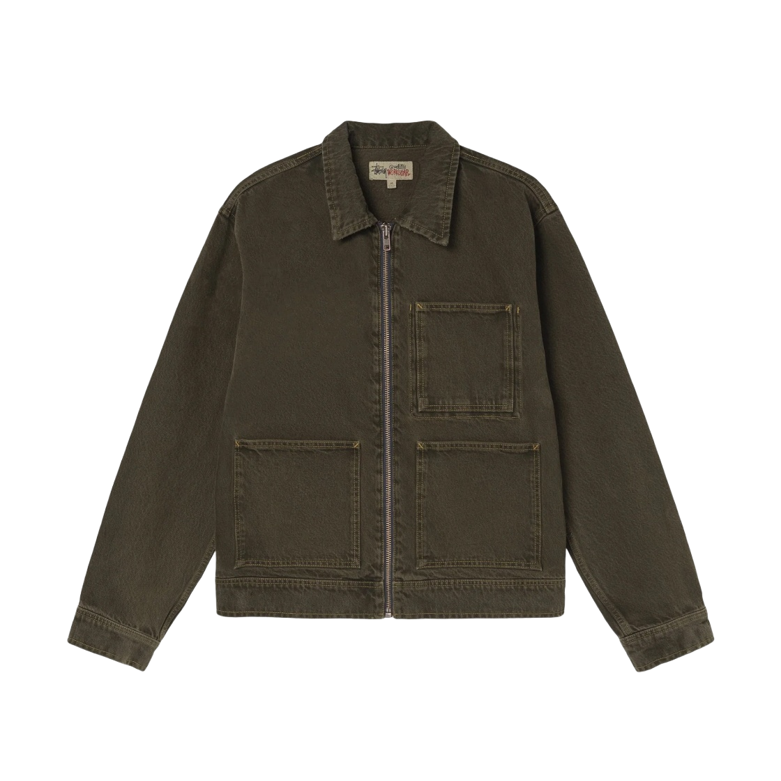 스투시 데님 쉐르파 워크 자켓 워시드 블루 | Stussy | KREAM