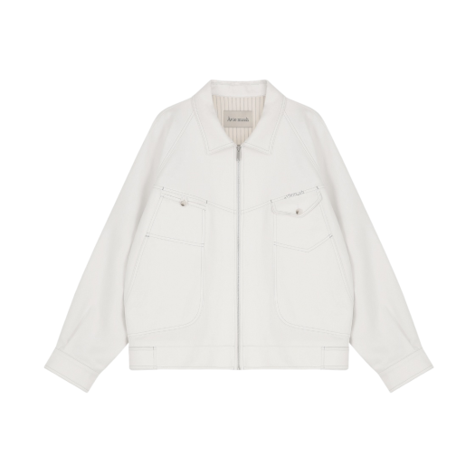 (W) Aviemuah Stitch Cotton Work Jacket White