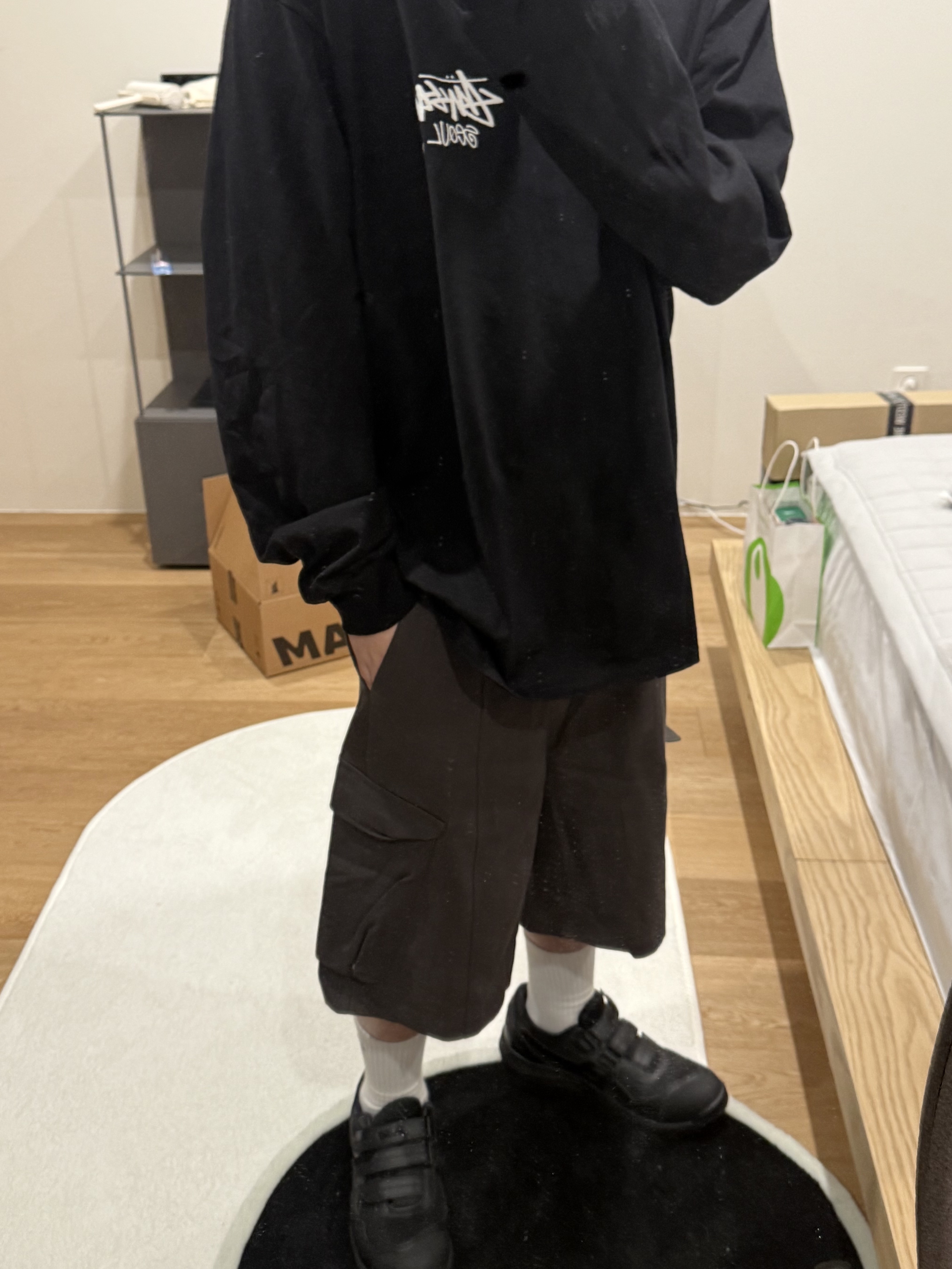 Asics Winjob CP215 Black, Stussy Stock Seoul LS T-Shirt Black 착용 스타일