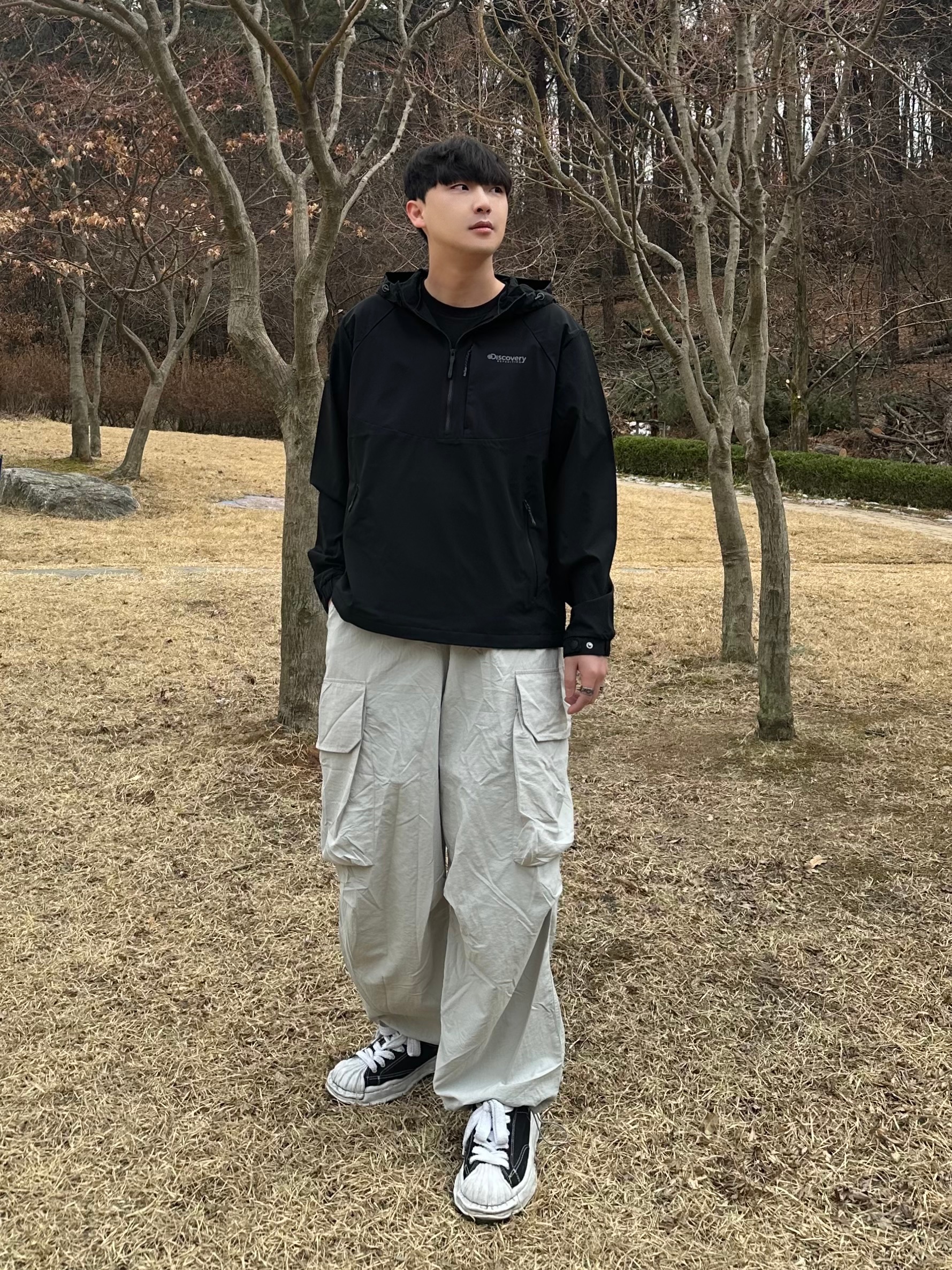 Maison Mihara Yasuhiro Peterson OG Sole Canvas Low Sneakers Black 착용 스타일 - 2