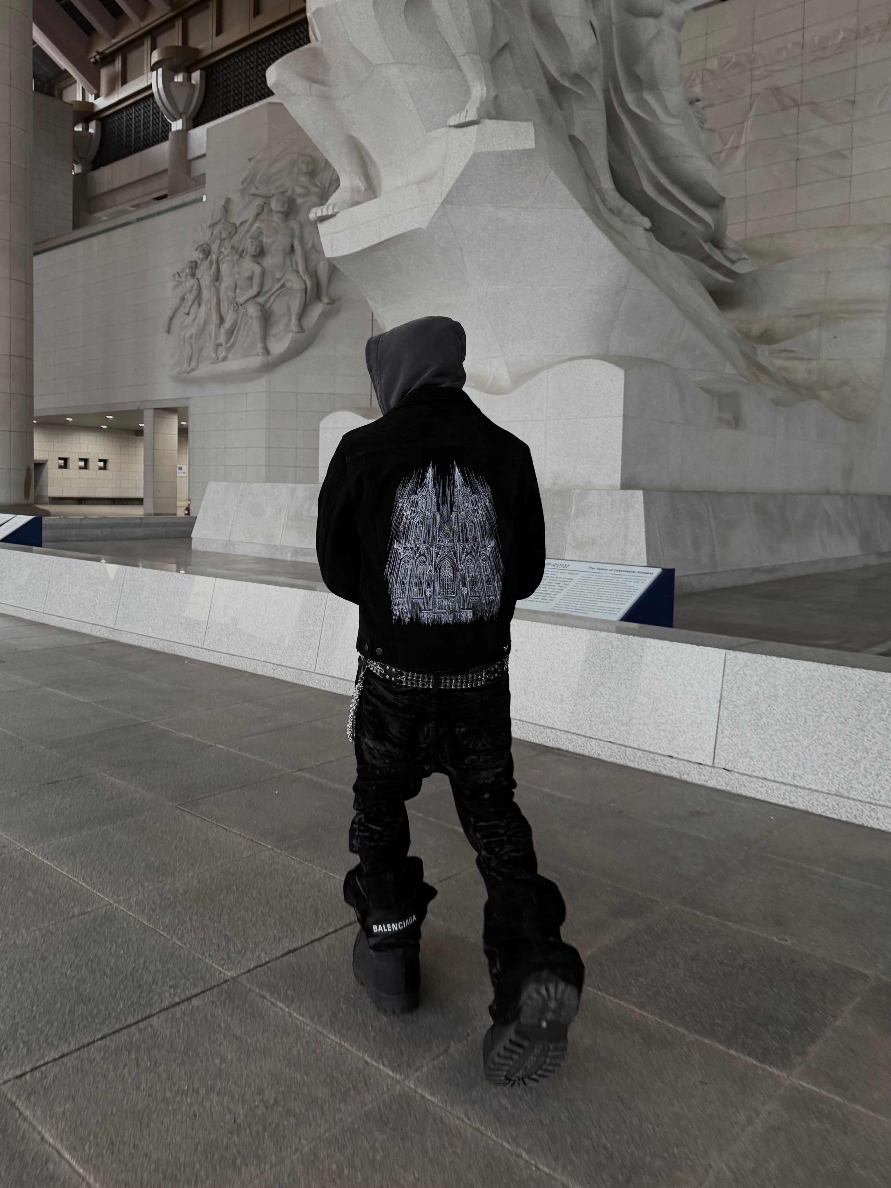 Project G/R Bicycle Chain Belt Black, Balenciaga Skiwear Alaska Nylon Low Boot Black 착용 스타일 - 2