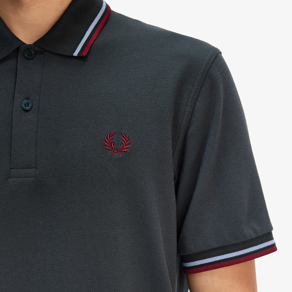 프레드페리 M12 트윈 팁 프레드페리 셔츠 나이트그린/라이트 스모크/번트레드(Fred Perry Twin Tipped Fred Perry Shirt Night Green/Light Smoke/Burnt Red) - 6