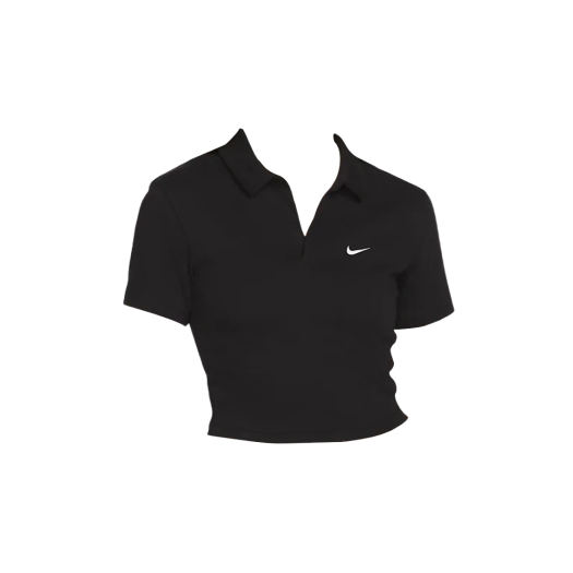 (W) Nike NSW Essential Short Sleeve Polo Top Black - Asia
