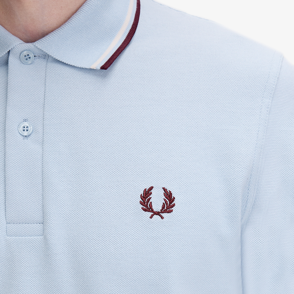 프레드페리 M12 트윈 팁 프레드페리 셔츠 라이트 스모크/라이트 에크루/옥스블러드(Fred Perry M12 Twin Tipped Fred Perry Shirt Light Smoke/Light Ecru/Oxblood) - 6