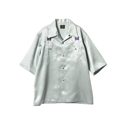 Needles S/S Cowboy One-Up Poly Slub Sateen Shirt Blue