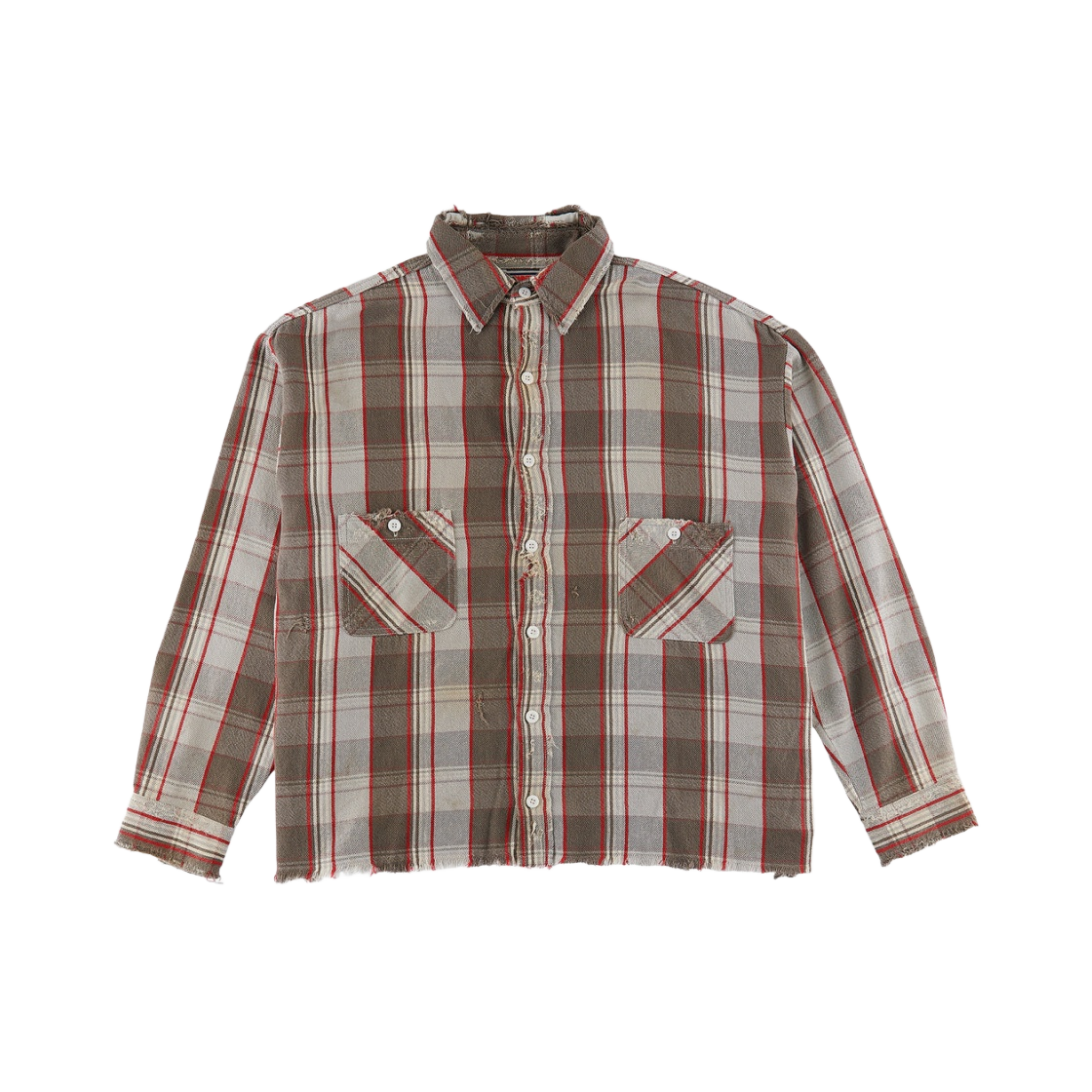 A22-0000-060 Saint Mxxxxxx x Shermer Academy Flannel Check Shirt Grey Red - 22FW - 대표 이미지 #1