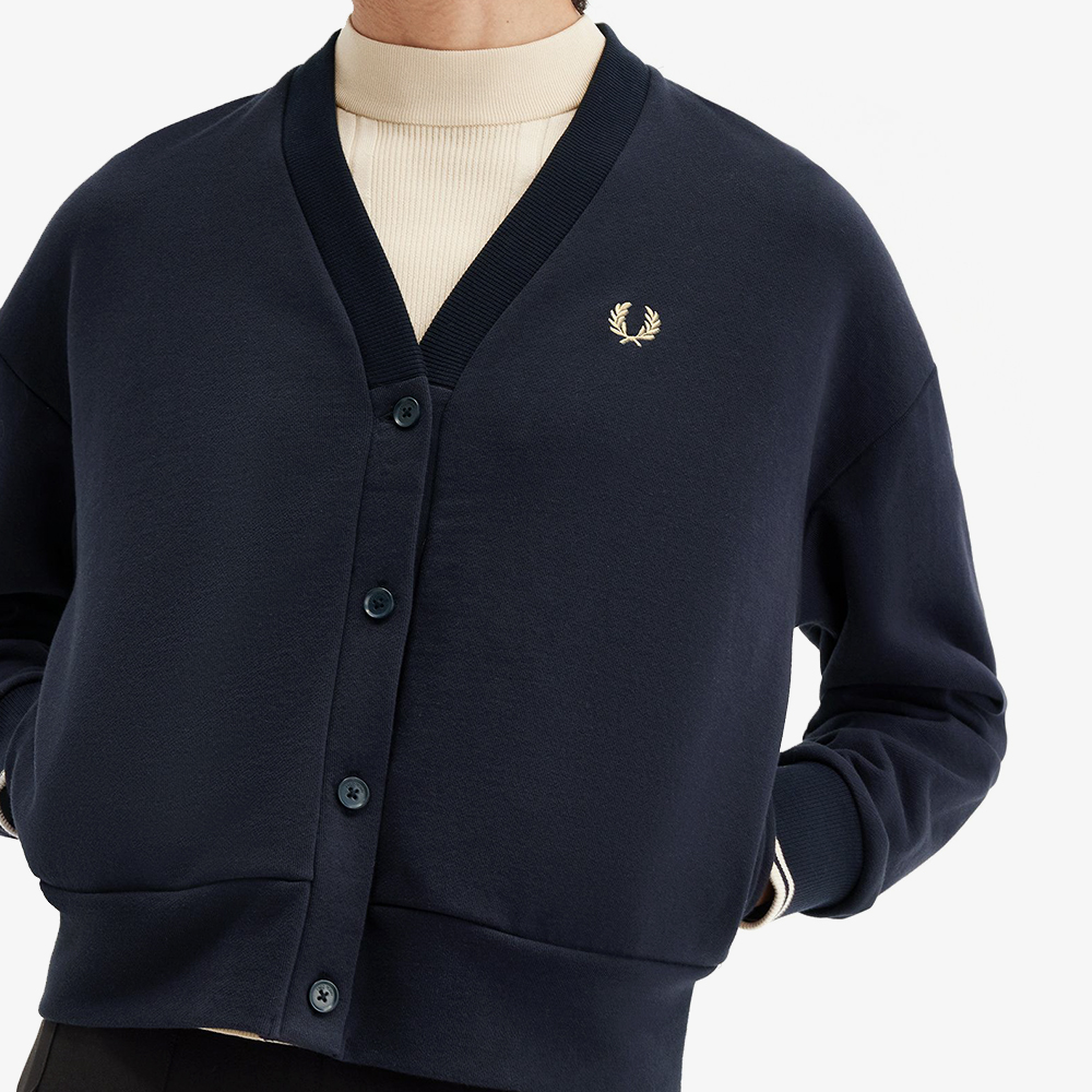 프레드페리 우먼스 팁 스웻셔츠 가디건 네이비(Fred Perry Womens Tipped Sweatshirt Cardigan Navy) - 4
