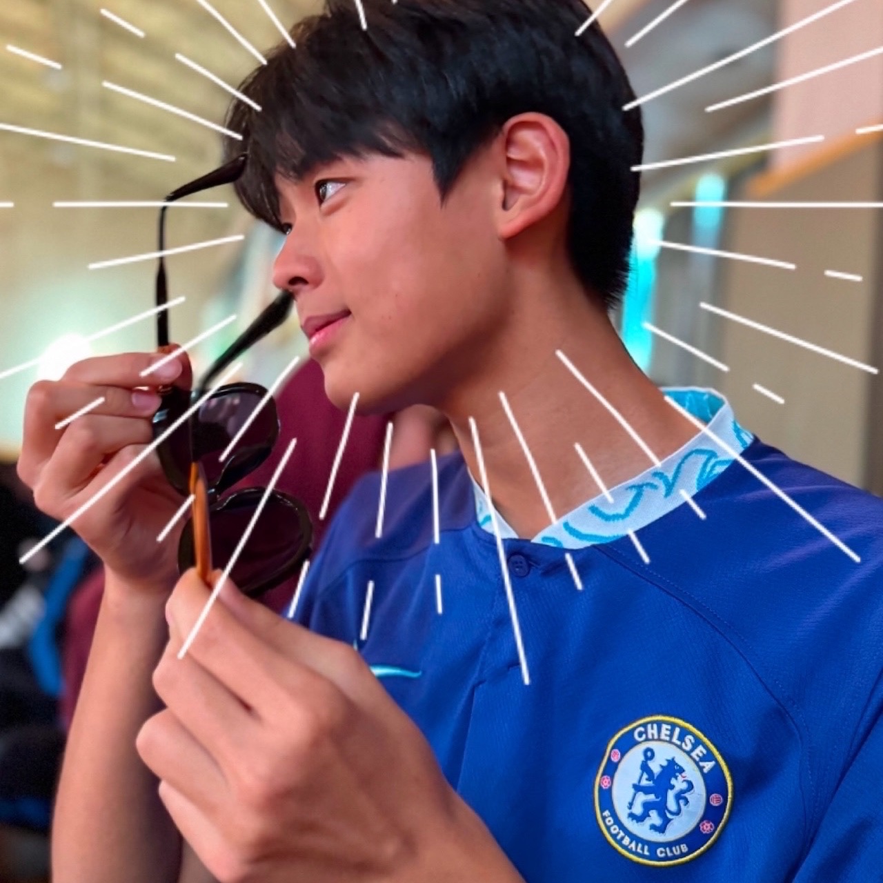 Nike Chelsea FC 2022/23 Stadium Home Dri-Fit Jersey Rush Blue (Non Marking Ver.) 착용 스타일 - 2