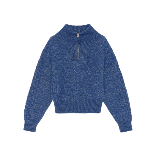 (W) Ganni Chunky Cable Sweater Nautical Blue