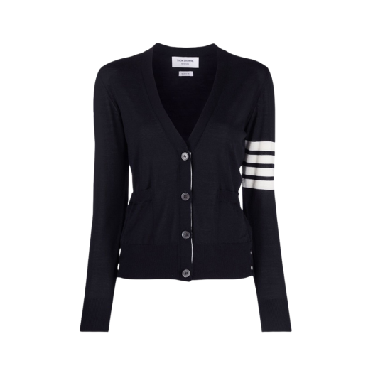 Fine Merino Wool 4-Bar Relaxed Fit Cardigan Women