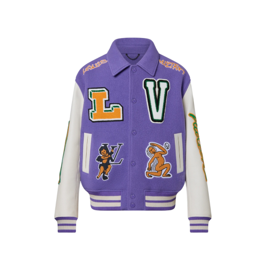 Louis Vuitton Multi Patch Mixed Leather Varsity Blouson Fig