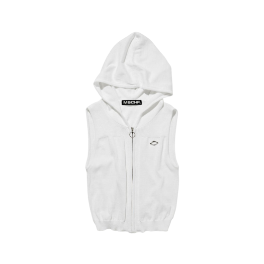 (W) Mischief Rhombus Hooded Knit Vest White