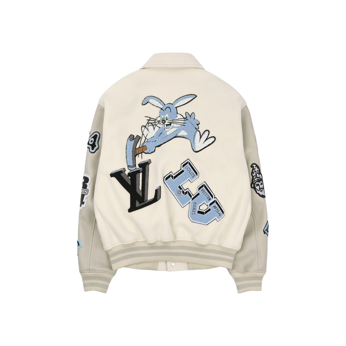 - Louis Vuitton Multi Patch Mixed Leather Varsity Blouson Milky White - #2
