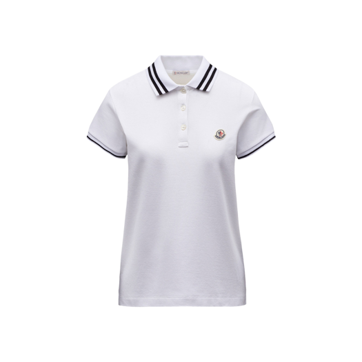 (W) Moncler Logo Patch Polo Shirt Optical White - 24SS