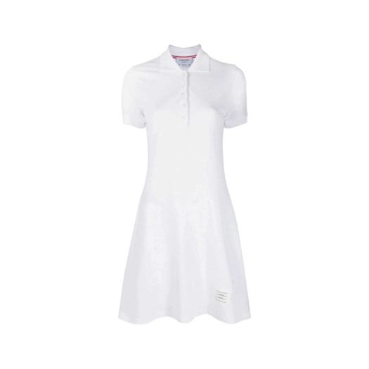 (W) Thom Browne Pique Rib Gusset Tennis Dress White