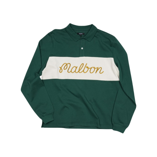 Malbon Golf Murray Long Sleeve Polo Shirt Forest