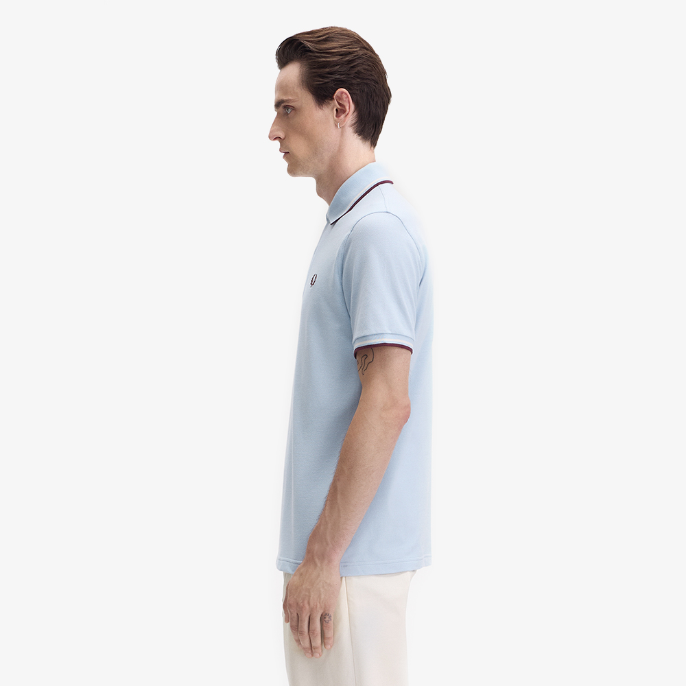 프레드페리 M12 트윈 팁 프레드페리 셔츠 라이트 스모크/라이트 에크루/옥스블러드(Fred Perry M12 Twin Tipped Fred Perry Shirt Light Smoke/Light Ecru/Oxblood) - 3