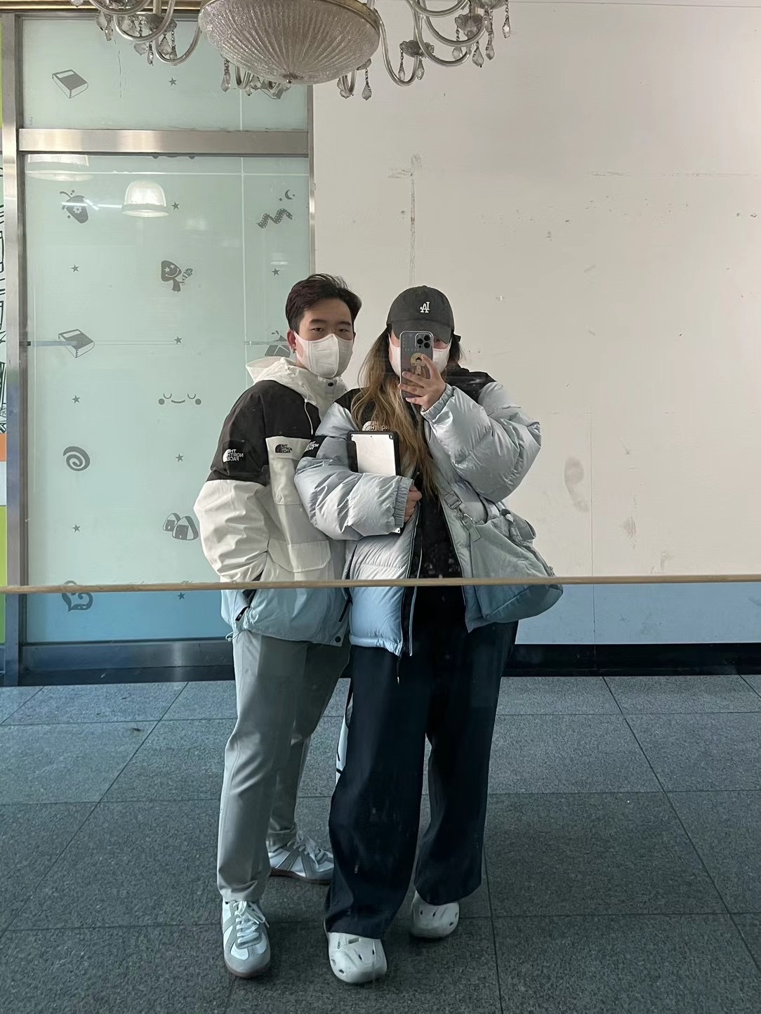 The North Face White Label Novelty Nuptse Down Jacket Sky Blue 착용 스타일 - 1