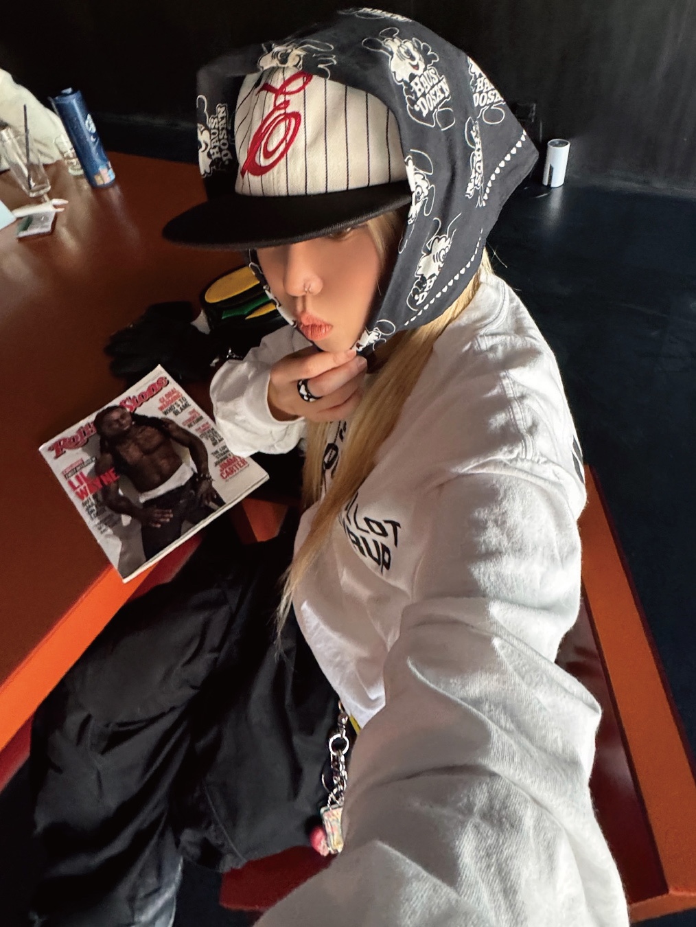 ersco Stripe Wave Logo Cap Black 착용 스타일 - 1