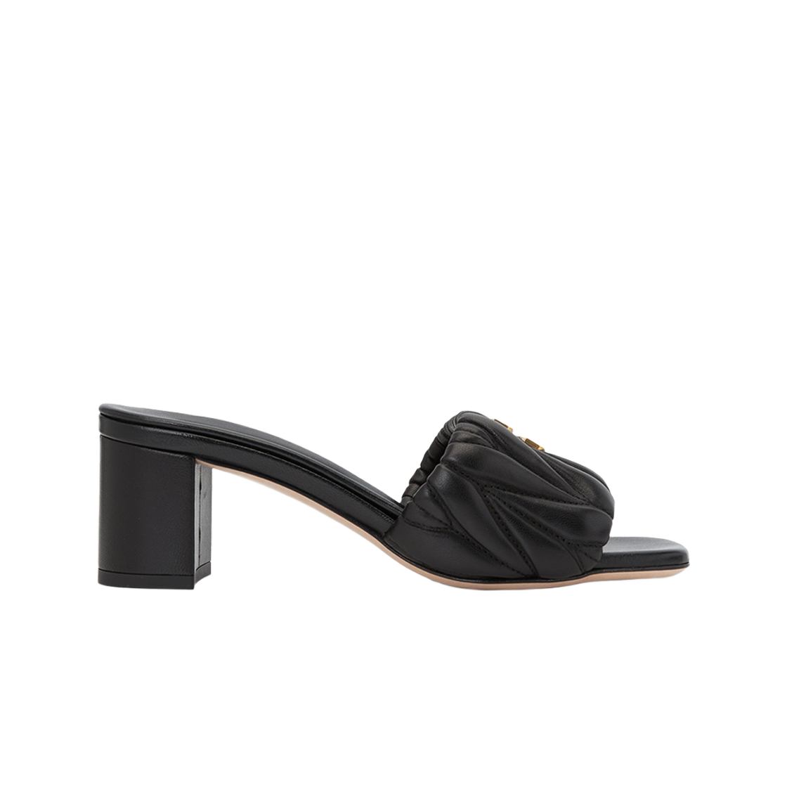 (W) 미우 미우 마테라쎄 샌들 블랙((W) Miu Miu Matelasse Sandals Black)