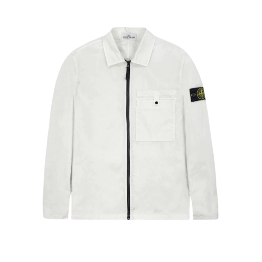 Stone Island 12619 Supima Cotton Twill Stretch-TC Garment Dyed Overshirt Ice - 22SS