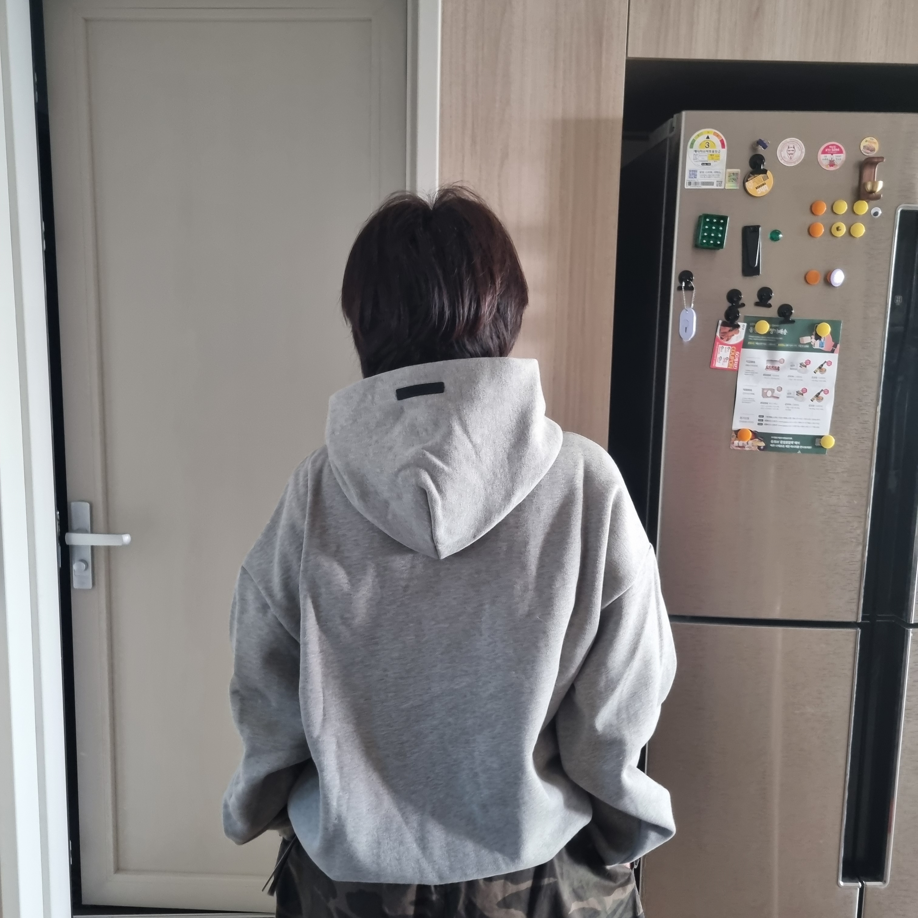 Essentials Fleece State Hoodie Dark Heather - 24FW 착용 스타일 - 2